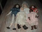 5 vintage poppen met stenen hoofden, handjes en voeten, Verzamelen, Poppen, Ophalen of Verzenden, Gebruikt, Pop