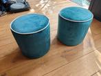 poefpoefjes / voetenbankjes, groen velours - foot stools gre, Ophalen, Minder dan 50 cm, Gebruikt, Rond