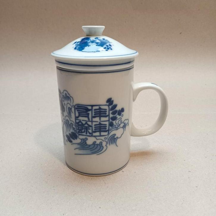 Porseleinen Theemok met Deksel en Filter, Antiek en Kunst, Antiek | Porselein, Ophalen of Verzenden