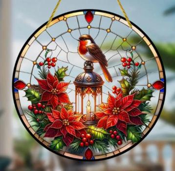 Raamhanger Roodborstje op lantaarn beschikbaar voor biedingen