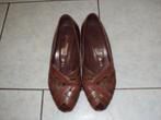 Goedkope bruin leren peep toe instappers schoenen HELIOFORM, Bruin, Instappers, Ophalen of Verzenden, Helioform