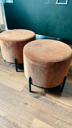 Poef Troy – Roest – Velours – L - 2 stuks, Huis en Inrichting, Banken | Voetenbanken en Poefen, Minder dan 50 cm, Gebruikt, Rond