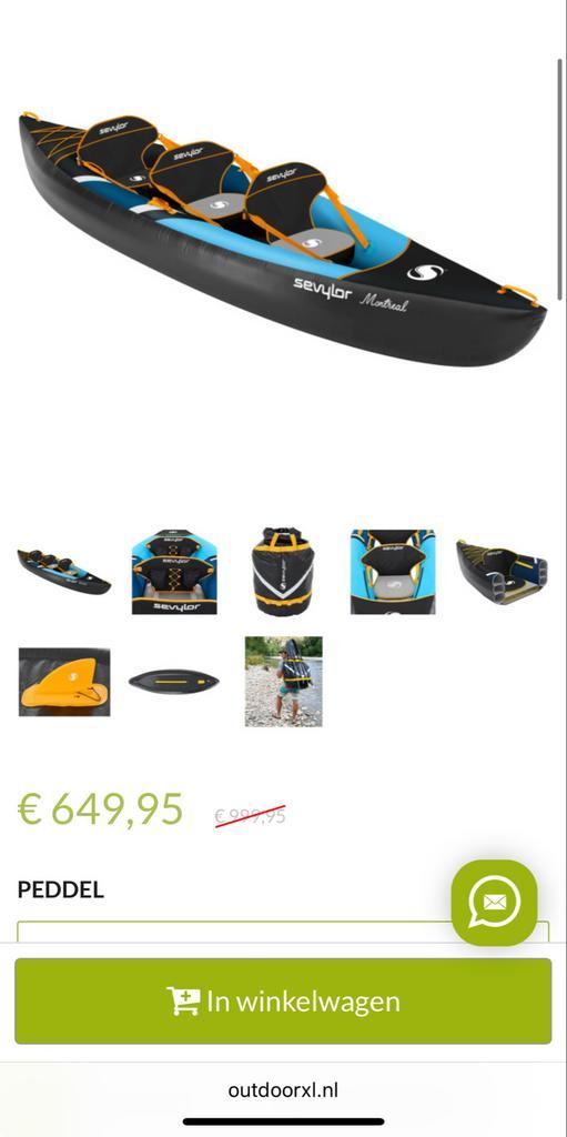 Sevylor montreal kajak 3 persoons. Zo goed als nieuw., Watersport en Boten, Kajaks, Zo goed als nieuw, 3-persoons of meer, Opblaasbaar