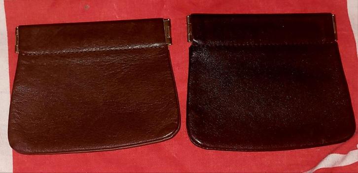 Bruine en zwarte leren knijpbeurs, Sieraden, Tassen en Uiterlijk, Portemonnees, Zo goed als nieuw, Overige merken, Zwart, Leer