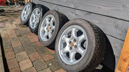 MG F velgen + banden | Originele 15" | Uniroyal RainSport 2, Auto-onderdelen, Ophanging en Onderstel, MG, Gebruikt, Ophalen of Verzenden