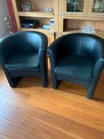 2 Nette zwarte fauteuils, Huis en Inrichting, Fauteuils, Minder dan 75 cm, Kunststof, Modern, Zo goed als nieuw