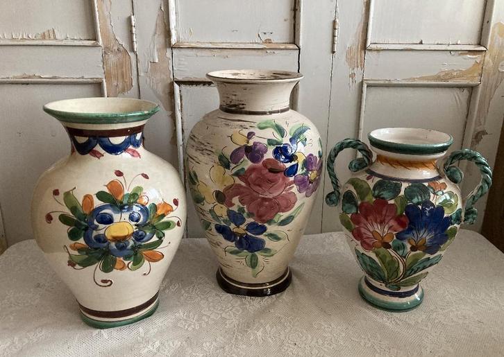 3x Grote beschilderde vaas, Antiek en Kunst, Antiek | Vazen, Ophalen