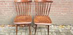 stoelen met spijlen retro van hout 2 stuks, Antiek en Kunst, Ophalen of Verzenden