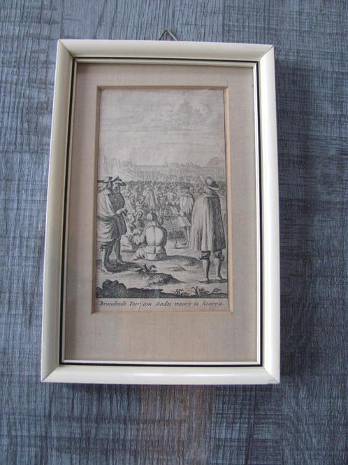 Antieke prent (18e eeuw) - Brandende Iver om Godes woort, Antiek en Kunst, Antiek | Religie, Ophalen of Verzenden