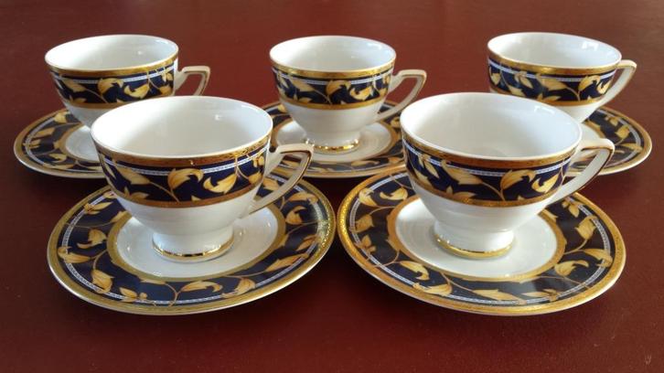 Heinrich Winterling - 5 kop en schotels (goud donkerblauw), Huis en Inrichting, Keuken | Servies, Zo goed als nieuw, Kop(pen) en/of Schotel(s)