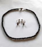 Antieke halsketting en oorbellen met gefacetteerde granaten, Sieraden, Tassen en Uiterlijk, Ophalen, Zilver, Ketting