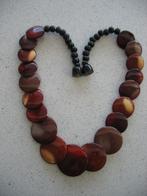 Statement Kralen Ketting Schijfjes Zwart Draaislotje Vintage, Sieraden, Tassen en Uiterlijk, Kettingen, Ophalen of Verzenden, Zo goed als nieuw
