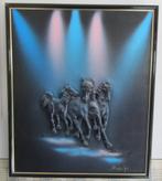 Schilderij Boetseerklei op Doek, ''Paarden'' uit 1995, Ophalen
