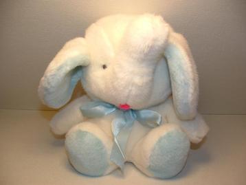 TIAMO OLIFANT VINTAGE PLUCHE WIT MET PLUCHE BLAUWE beschikbaar voor biedingen