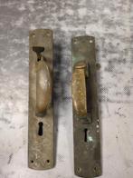 Antieke Koperen Deurklinken met Duimgrendel, Doe-het-zelf en Verbouw, Gebruikt, Koper of Messing, Onbekend, Ophalen of Verzenden