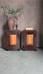 2 teak teakhout nacht kastjes nachtkastjes !, Ophalen, Gebruikt, Minder dan 45 cm, 55 tot 70 cm