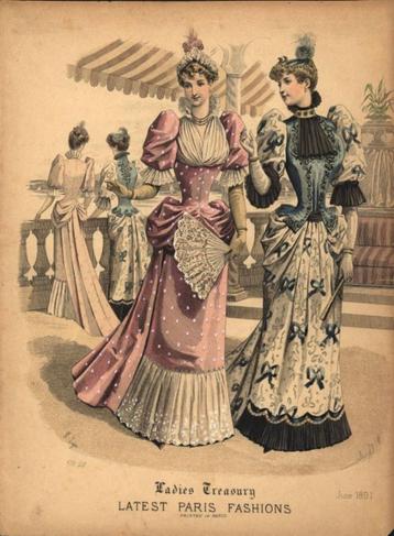 Parijse mode prent - juni 1891 - overdruk beschikbaar voor biedingen