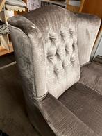 Nieuw! Zilver/grijs stoffen oorfauteuil, Ophalen, ., 75 tot 100 cm, Zo goed als nieuw