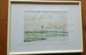 Aquarel Evert Moll Hollands Landschap gesigneerd 1950 beschikbaar voor biedingen