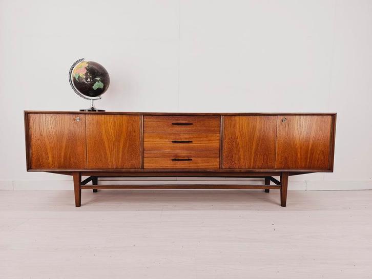 Mid-century Deens design vintage dressoir - teak - retro, Huis en Inrichting, Kasten | Dressoirs, Gebruikt, 200 cm of meer, 25 tot 50 cm