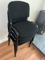 4 Zwarte Stapelstoelen met Stoffen Bekleding, Ophalen, Zwart, Zo goed als nieuw, Vier
