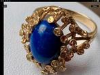Unieke prachtige vintage gouden ring Lapis Lazuli 14 karaat, Goud, Goud, Met edelsteen, 17 tot 18