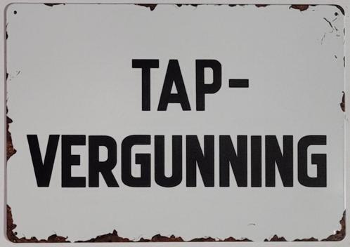 Tap Vergunning wit reclamebord van metaal wandbord deco, Huis en Inrichting, Woonaccessoires | Wanddecoraties, Nieuw, Ophalen of Verzenden