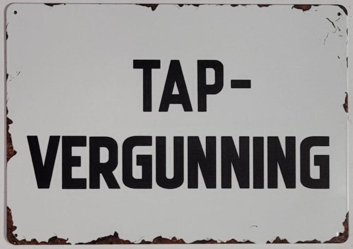 Tap Vergunning wit reclamebord van metaal wandbord deco, Huis en Inrichting, Woonaccessoires | Wanddecoraties, Nieuw, Ophalen of Verzenden