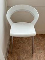 2x Witte stoelen met zilveren poten, Huis en Inrichting, Stoelen, Gebruikt, Twee, Wit, Ophalen of Verzenden