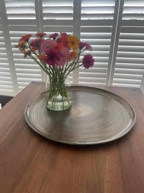 Decoratieve schaal – bronskleurig – Ø 68 cm, Huis en Inrichting, Woonaccessoires | Dienbladen, Zo goed als nieuw, Rond, Ophalen of Verzenden