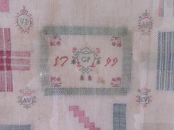 Mooi Antiek groot stoplap mooi ingelijst uit 1799. beschikbaar voor biedingen
