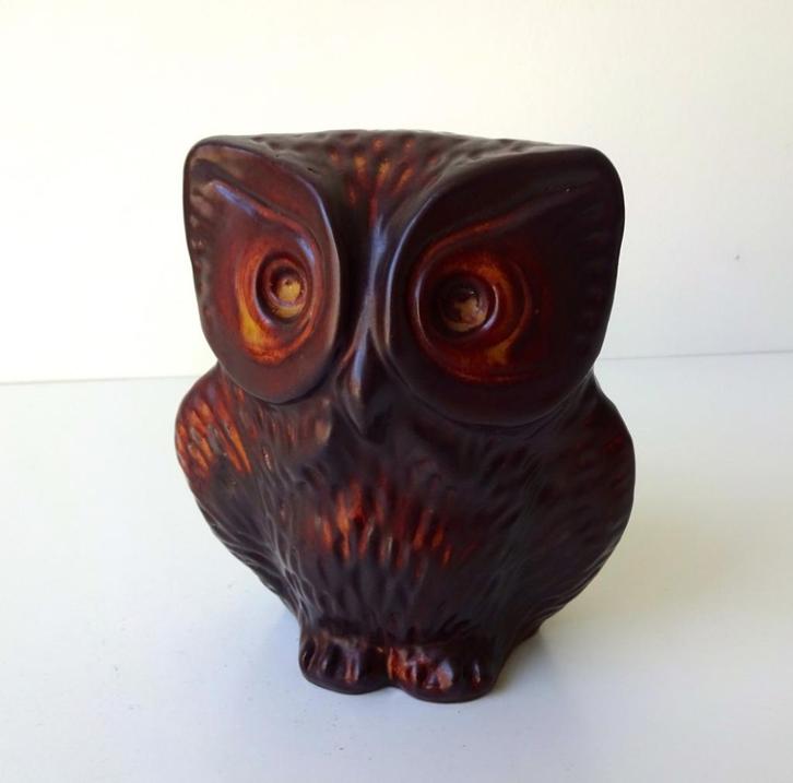 Keramiek beeldje van uil bruin met oranje van Erp 3121-k, Antiek en Kunst, Antiek | Keramiek en Aardewerk, Ophalen of Verzenden
