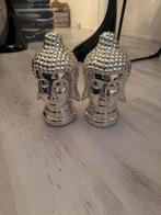Boeddha Hoofd Beeld +-30cm set van 2, Tuin en Terras, Tuinbeelden, Ophalen, Zo goed als nieuw, Metaal, Boeddhabeeld
