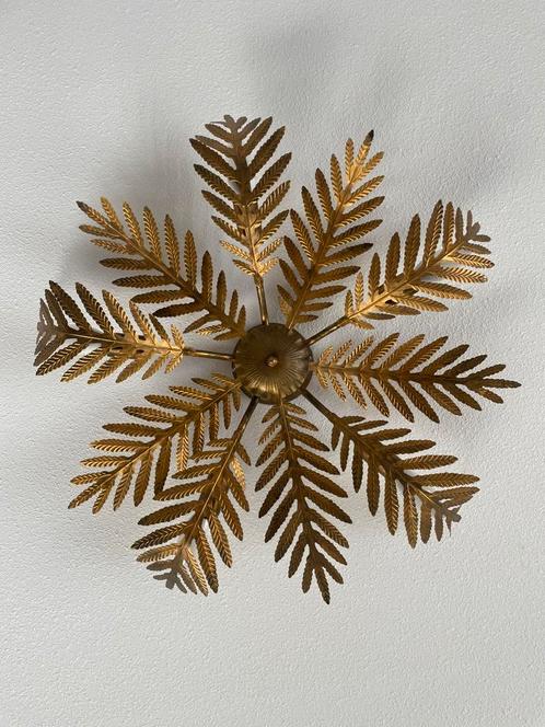 QAZQA Botanica Plafonnière - 5 licht - Ø 70cm - Goud/messing, Huis en Inrichting, Lampen | Plafondlampen, Zo goed als nieuw, Ophalen of Verzenden