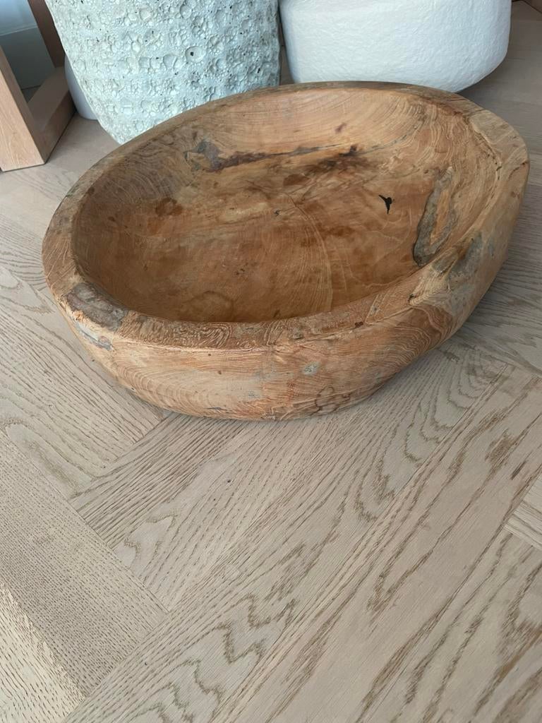 Grote , stoere houten schaal.Gekocht Sober&Sjiek in Rhoon, Ophalen of Verzenden, Zo goed als nieuw, Rond, Hout