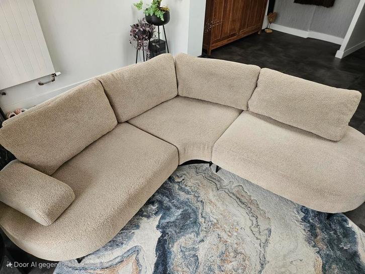 Modulaire halfronde moderne teddy bank, Huis en Inrichting, Banken | Bankstellen, Zo goed als nieuw, Stof, Ophalen