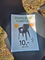 Stapelbare Tuinstoelen - Zwart Kunststof 6x, Tuin en Terras, Ophalen, Zo goed als nieuw, Kunststof, Stapelbaar