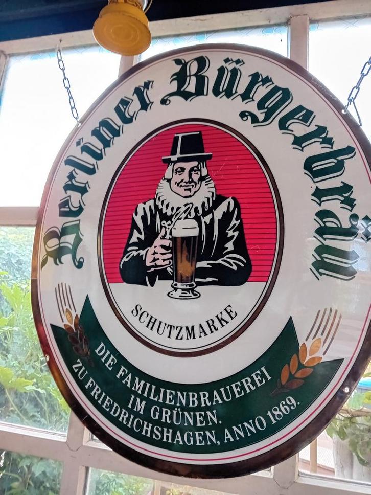 Berliner Bürgerbräu Emaille Reclamebord - Perfecte Staat, Antiek en Kunst, Antiek | Emaille, Ophalen