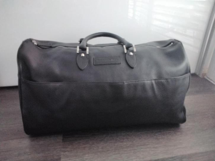 Ermenegildo Zegna Lederen Weekendtas, Sieraden, Tassen en Uiterlijk, Tassen | Reistassen en Weekendtassen, Gebruikt, Zwart, 40 tot 60 cm