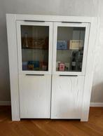 Witte Houten Vitrinekast met Glas, Huis en Inrichting, Ophalen, 100 tot 150 cm, Zo goed als nieuw, 150 tot 200 cm