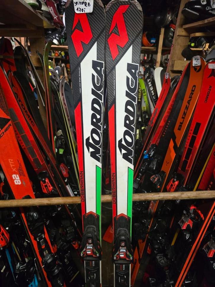 174cm NORDICA DOBERMANN SPITFIRE RB RACE BRIDGE dual titaniu, Sport en Fitness, Skiën en Langlaufen, Zo goed als nieuw, Ski's