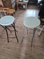 2 inklapbare barkrukken, Gebruikt, Ophalen of Verzenden, Metaal, 30 tot 60 cm