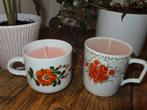 met verzenden set vintage kopjes, kaarsen leuke bloemetjes, Ophalen