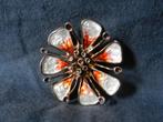Prachtige bloemvormige broche zilver m email David Andersen, Ophalen of Verzenden, Zilver, Broche, Verguld