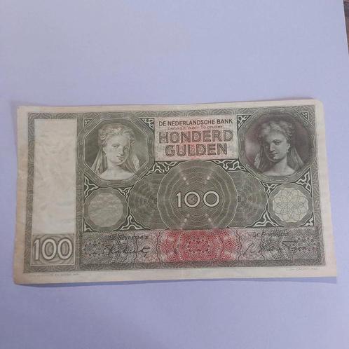 100 gulden biljet Luitspelende Vrouw uit 1942 in PR-, Postzegels en Munten, Bankbiljetten | Nederland, Los biljet, 100 gulden