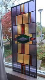 Glas in lood paneel met antraciet lijst, Ophalen, Gebruikt, Overige typen, 75 cm of meer