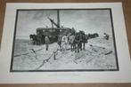 Antieke gravure - Paarden op het strand (Mauve) - 1895 !!, Antiek en Kunst, Kunst | Etsen en Gravures, Ophalen of Verzenden