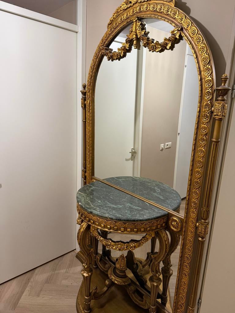 Grote Spiegel met Stijlvol Design, Antiek en Kunst, Ophalen of Verzenden, Overige vormen, 100 tot 150 cm, 200 cm of meer