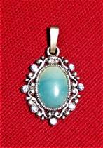 Nieuwe hanger zilver blauw wit kristal ovaal 27x20 mm, Overige voorstellingen, Blauw, Nieuw, Ophalen of Verzenden