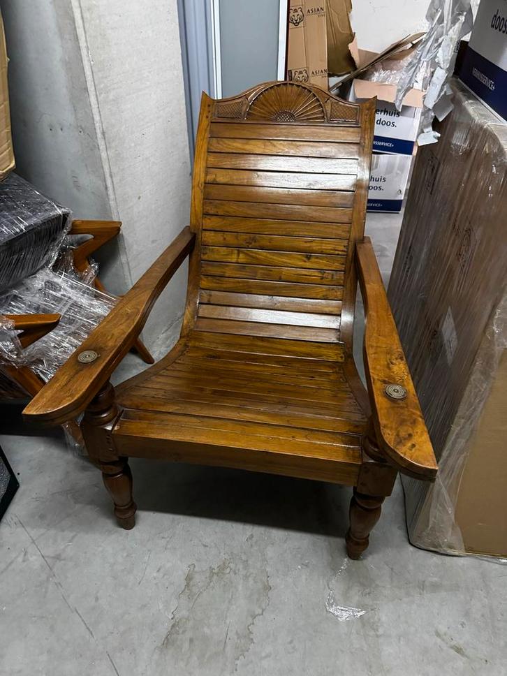 Antieke Plantage Armstoel - Massief Hout, Huis en Inrichting, Stoelen, Gebruikt, Eén, Hout, Bruin, Ophalen